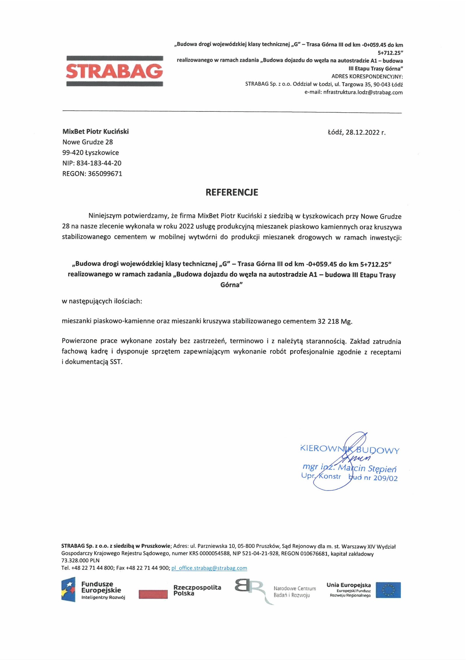 Referencje Strabag Łódź Trasa Górna